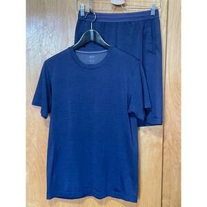 Uniqlo Navy Short Sleeve Dri Fit Activewear Top Shorts Set Men's S